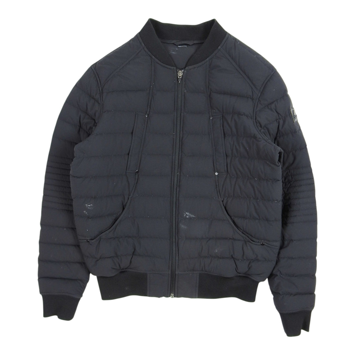 Moose Knuckles Black Quilted Bomber Jacket