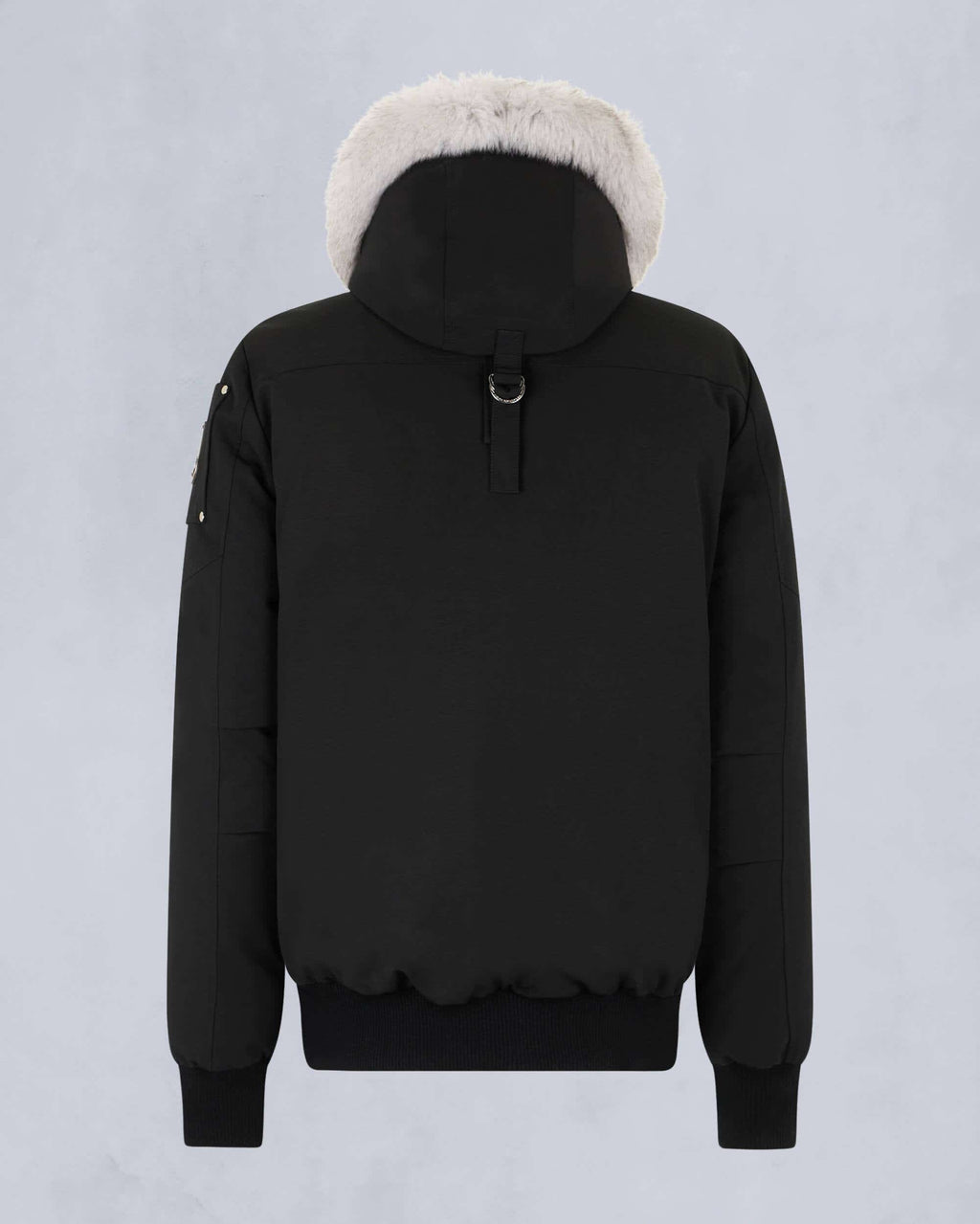 Moose Knuckles Black White-Trim Hooded Bomber Jacket
