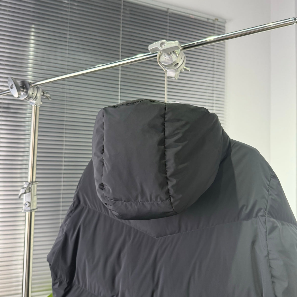 Moncler Black Graphic Logo Hooded Puffer Jacket
