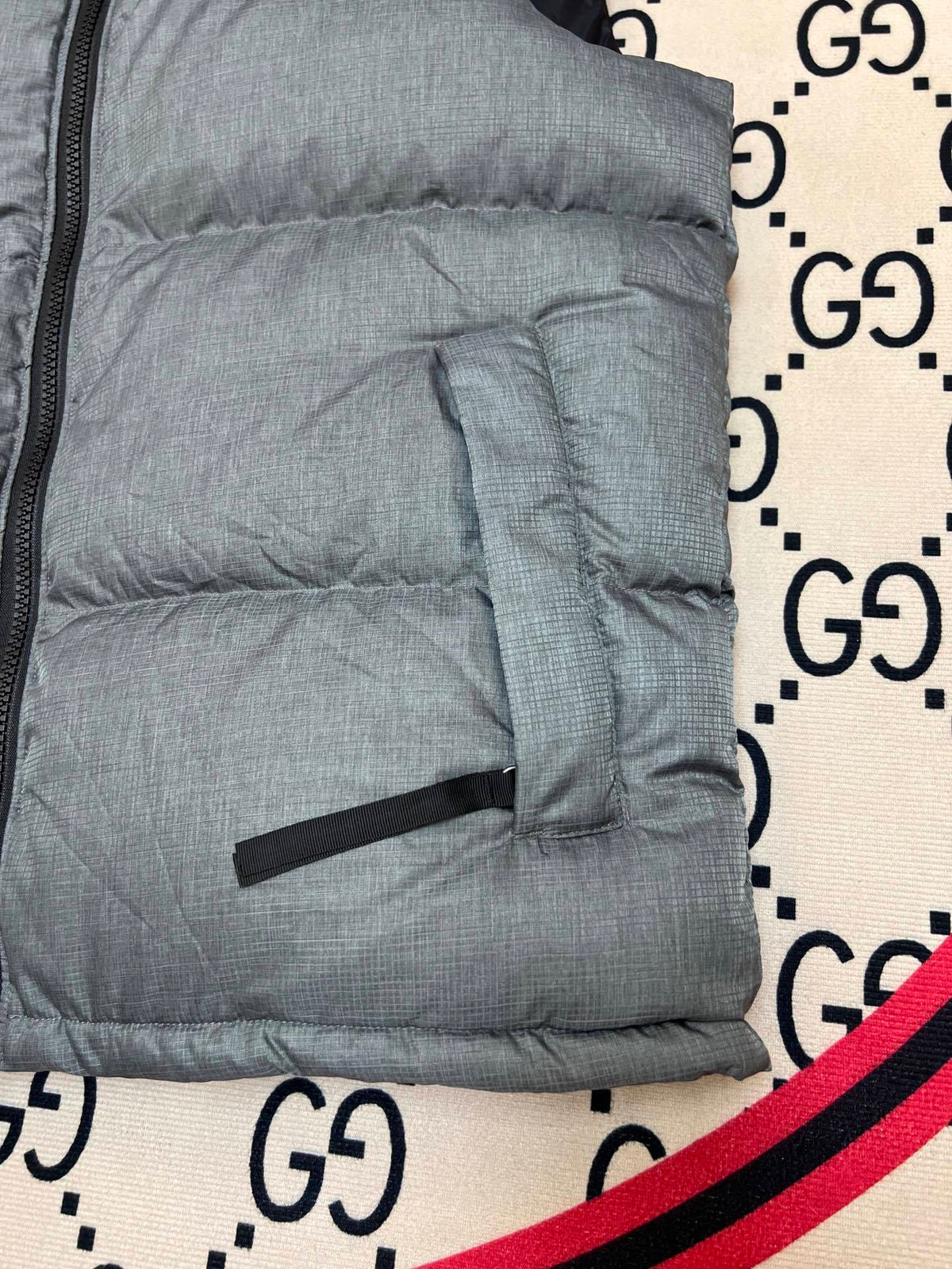 The North Face Gray and Black Colorblock Puffer Vest