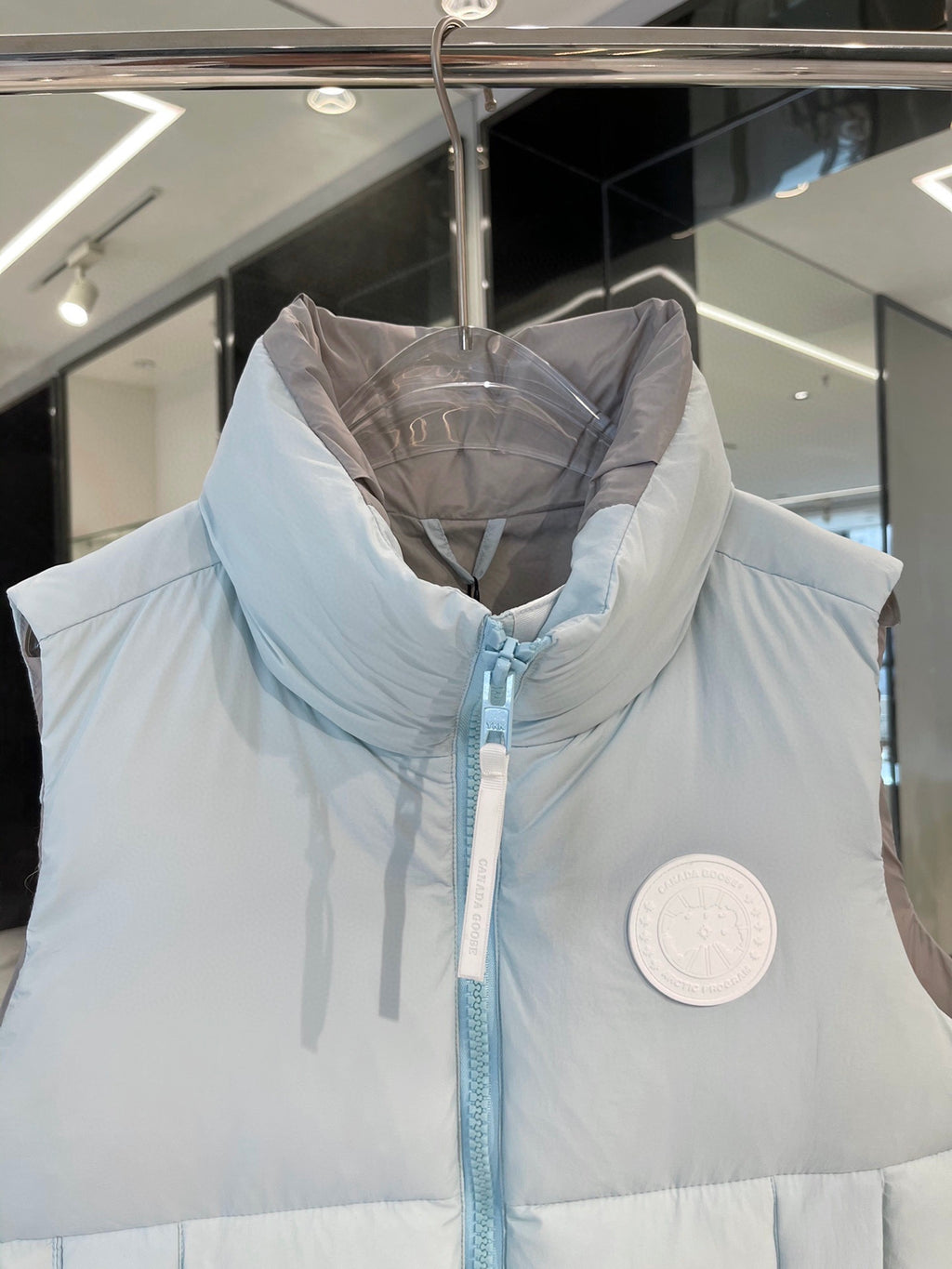 Canada Goose Ice Blue White Patch Quilted Puffer Vest