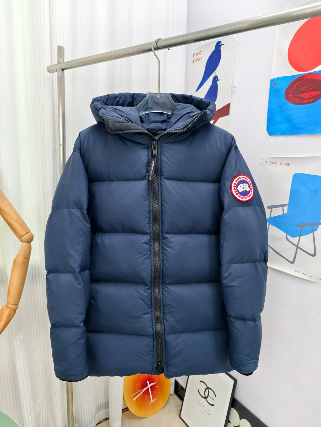 Canada Goose Navy Blue Hooded Quilted Puffer Jacket