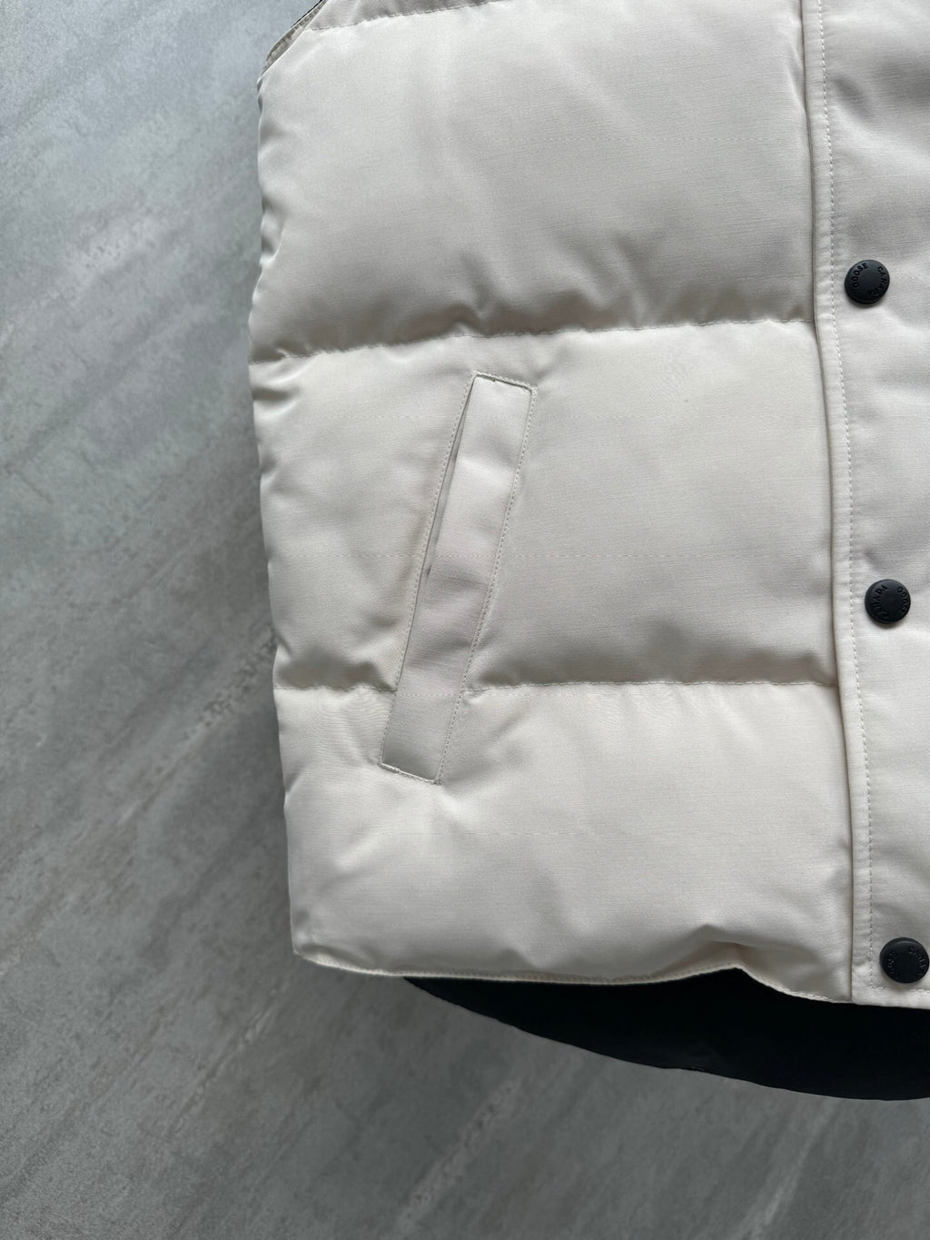Canada Goose Ivory Black Patch Quilted Puffer Vest