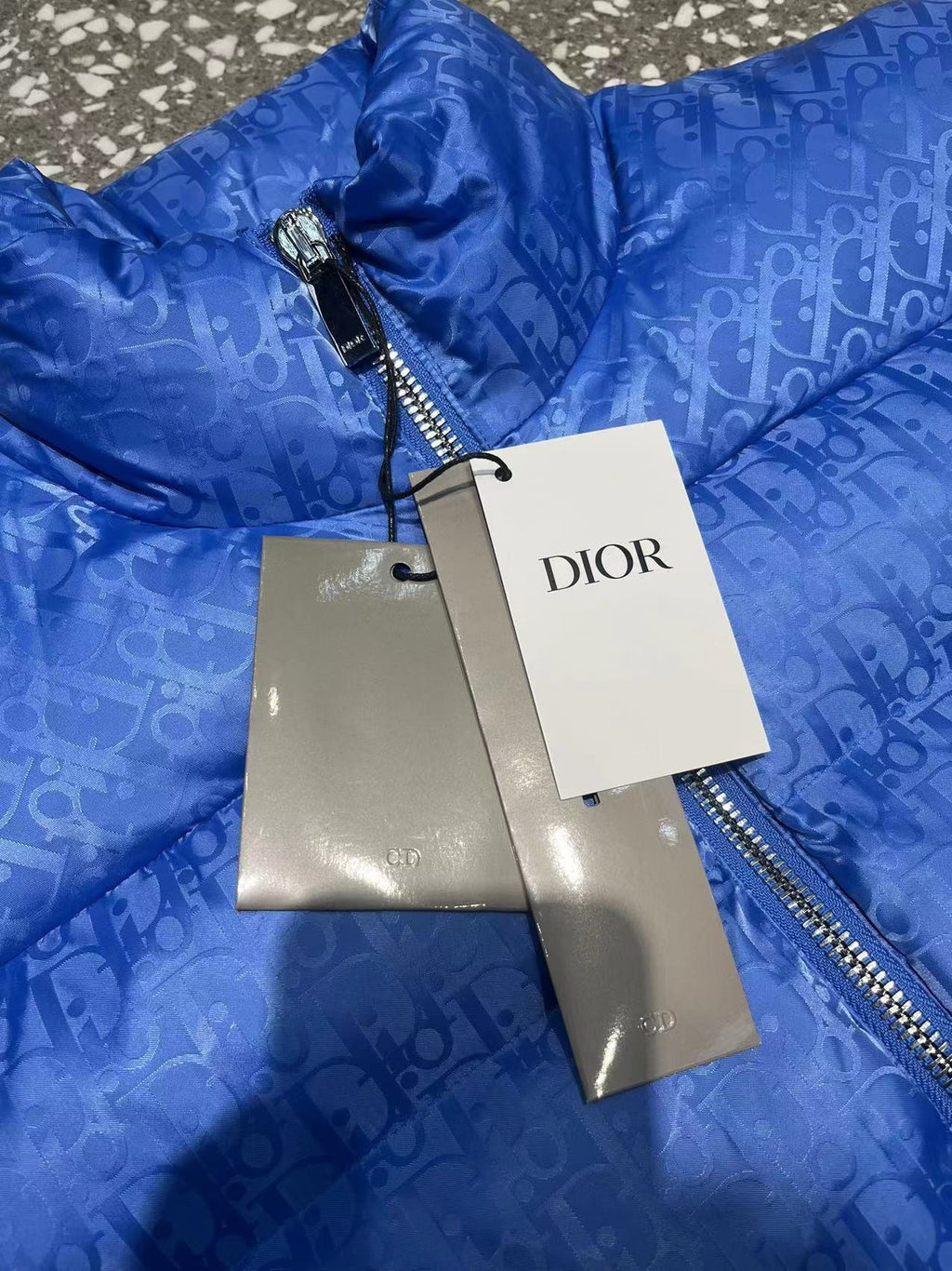 Dior Royal Blue Tonal Monogram Quilted Puffer Vest