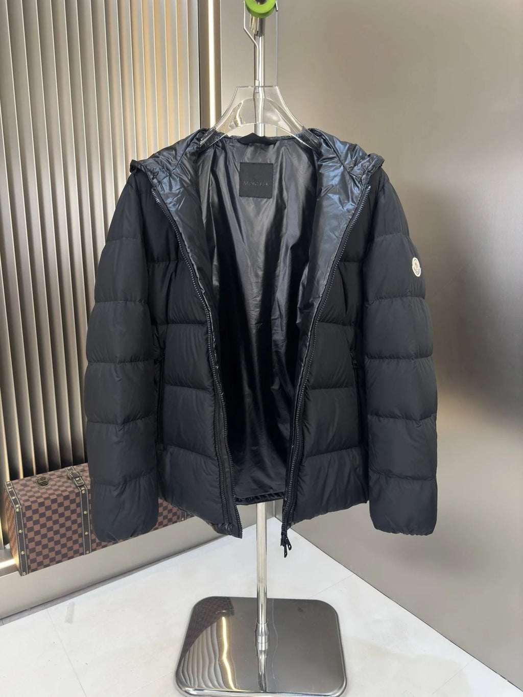 Moncler Black Logo Patch Quilted Puffer Jacket