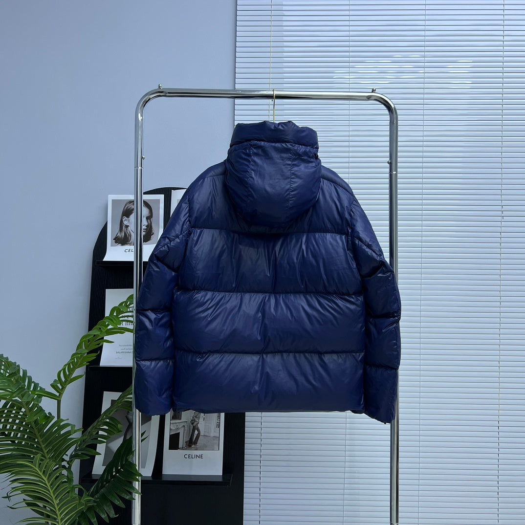 Canada Goose Navy Blue Logo Patch Hooded Puffer Jacket