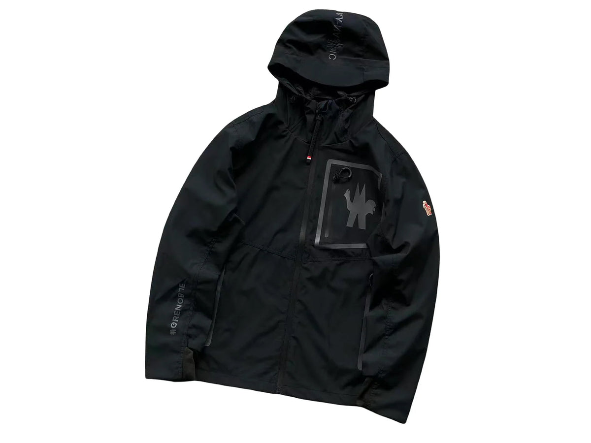 Moncler Grenoble Black Hooded Half-Zip Anorak Jacket