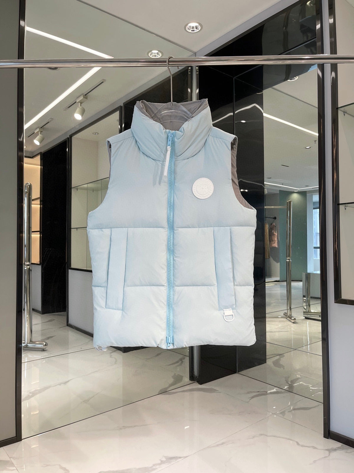 Canada Goose Ice Blue White Patch Quilted Puffer Vest