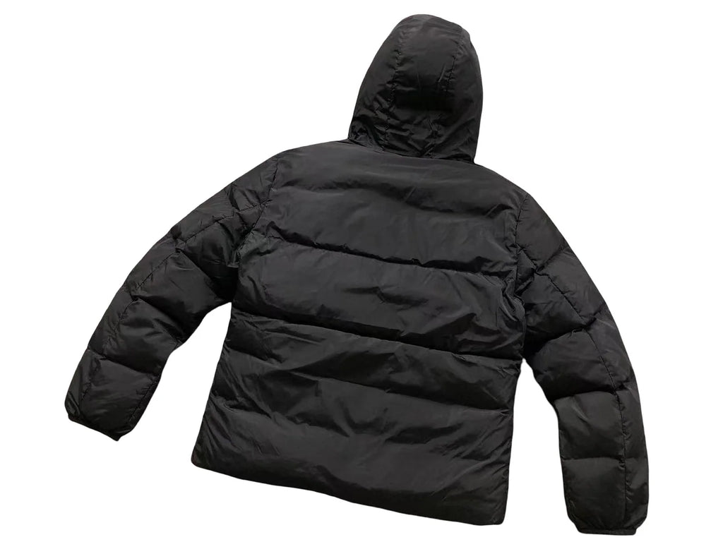 Moncler Black Logo Trim Hooded Puffer Jacket