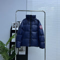 Canada Goose Navy Blue Logo Patch Hooded Puffer Jacket