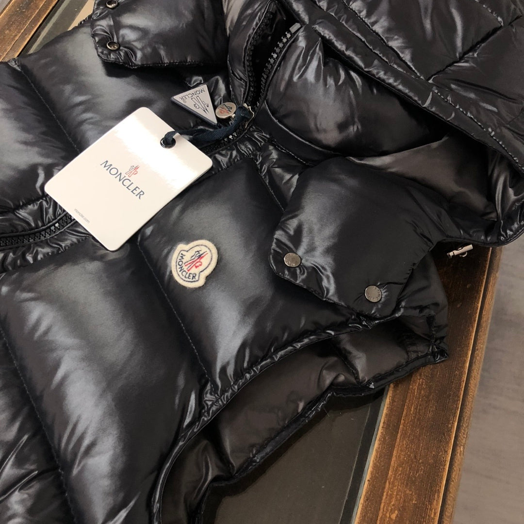 Moncler Black Glossy Hooded Puffer Vest