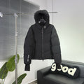 Moncler Black Graphic Logo Hooded Puffer Jacket