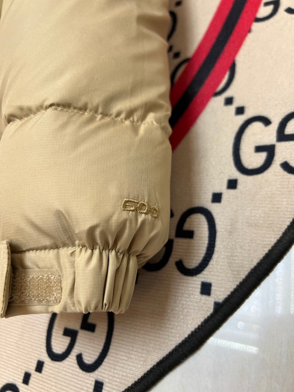 The North Face Beige and Camel Colorblock Puffer Jacket
