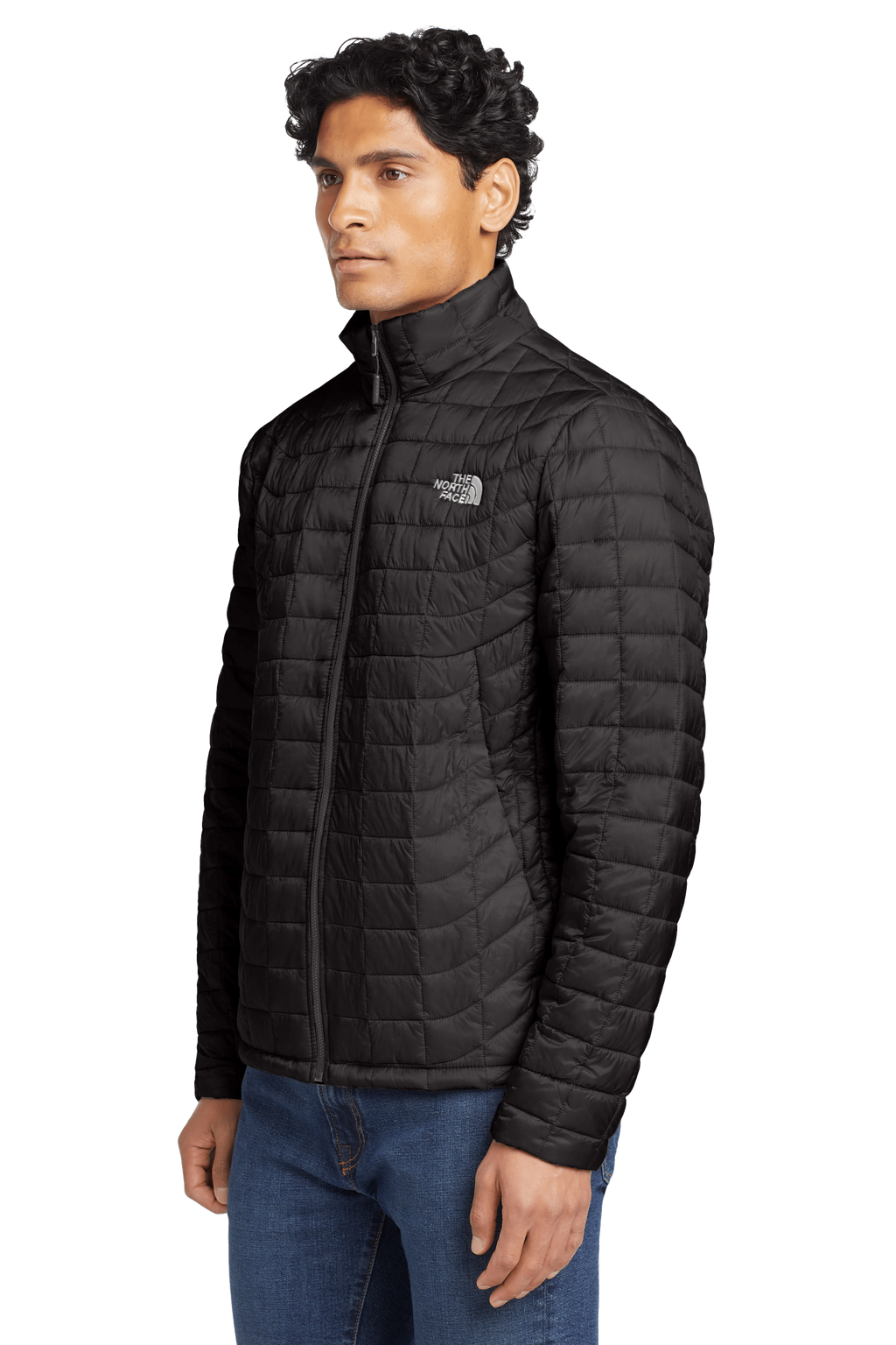 The North Face Black Grid Quilted Stand Collar Jacket
