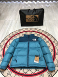 The North Face Teal Blue and Navy Colorblock Puffer Jacket