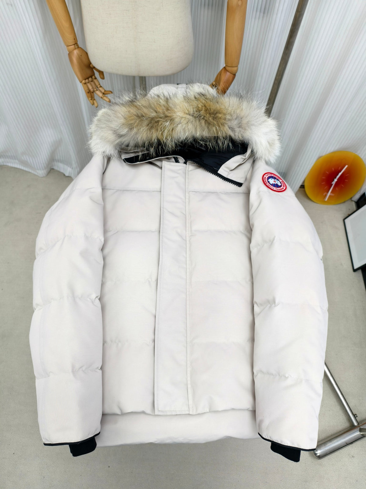 Canada Goose Ivory Fur-Trim Hooded Quilted Puffer Jacket