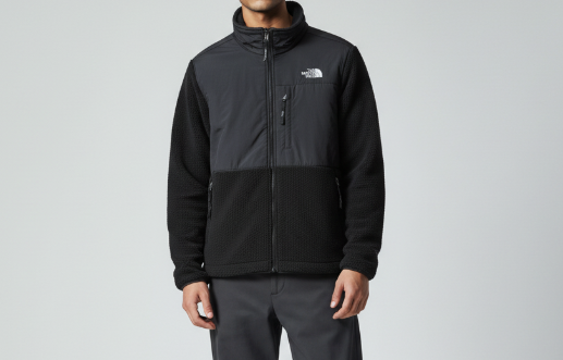The North Face Black Paneled Stand Collar Fleece Jacket
