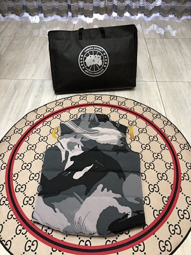 Canada Goose Gray and Black Camo Print Puffer Vest