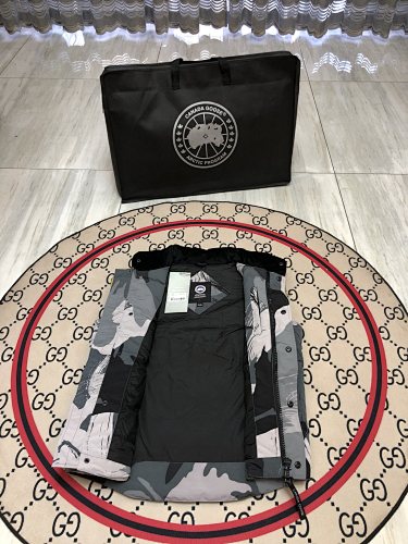 Canada Goose Gray and Black Camo Print Puffer Vest
