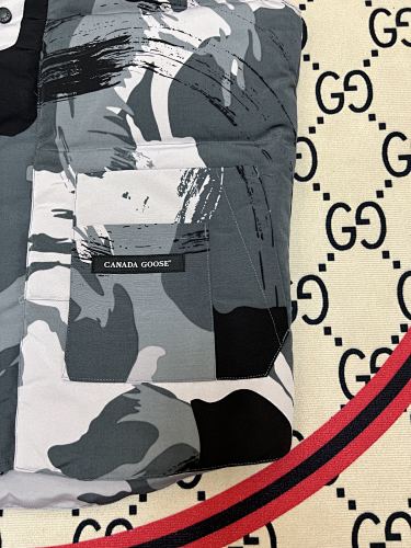 Canada Goose Gray and Black Camo Print Puffer Vest