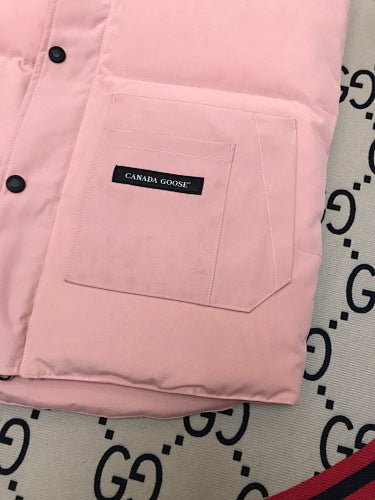 Canada Goose Blush Pink Black Patch Quilted Puffer Vest
