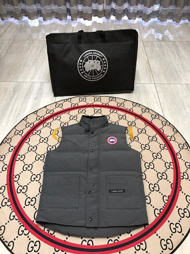 Canada Goose Charcoal Gray Logo Patch Quilted Puffer Vest