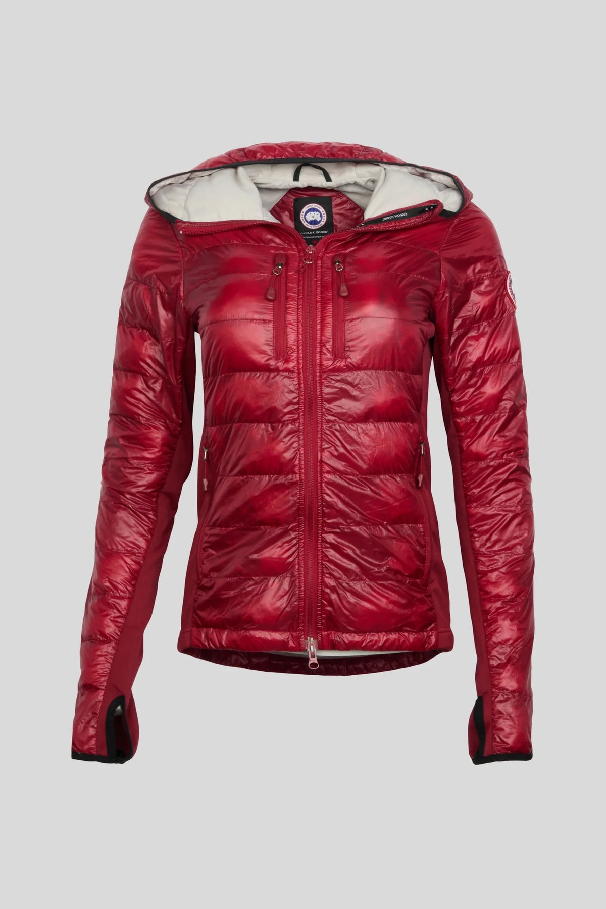 Canada Goose Red Glossy Hooded Quilted Puffer Jacket